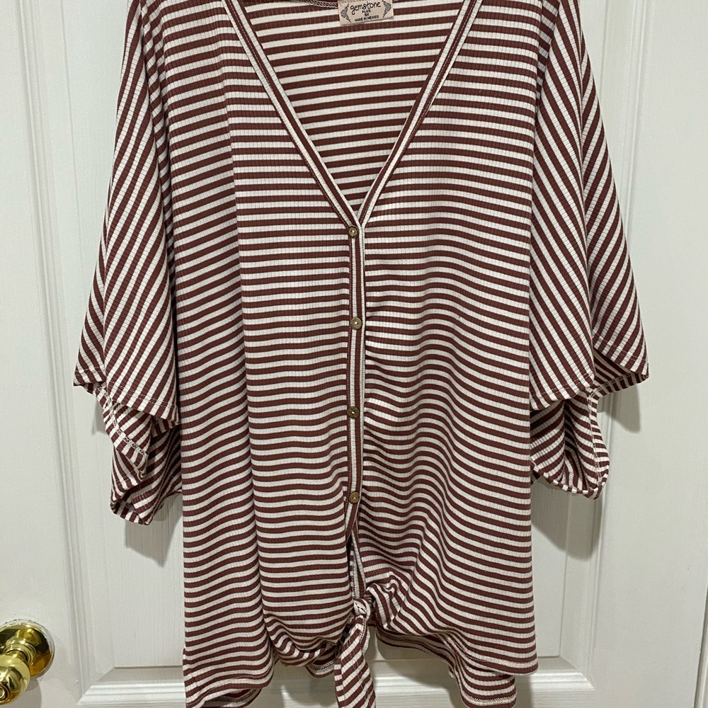 Striped tie front crop top